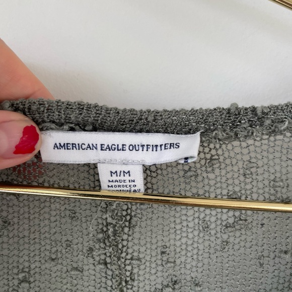 American Eagle M Green Lace Sheer Long Sleeve Top - Picture 4 of 9